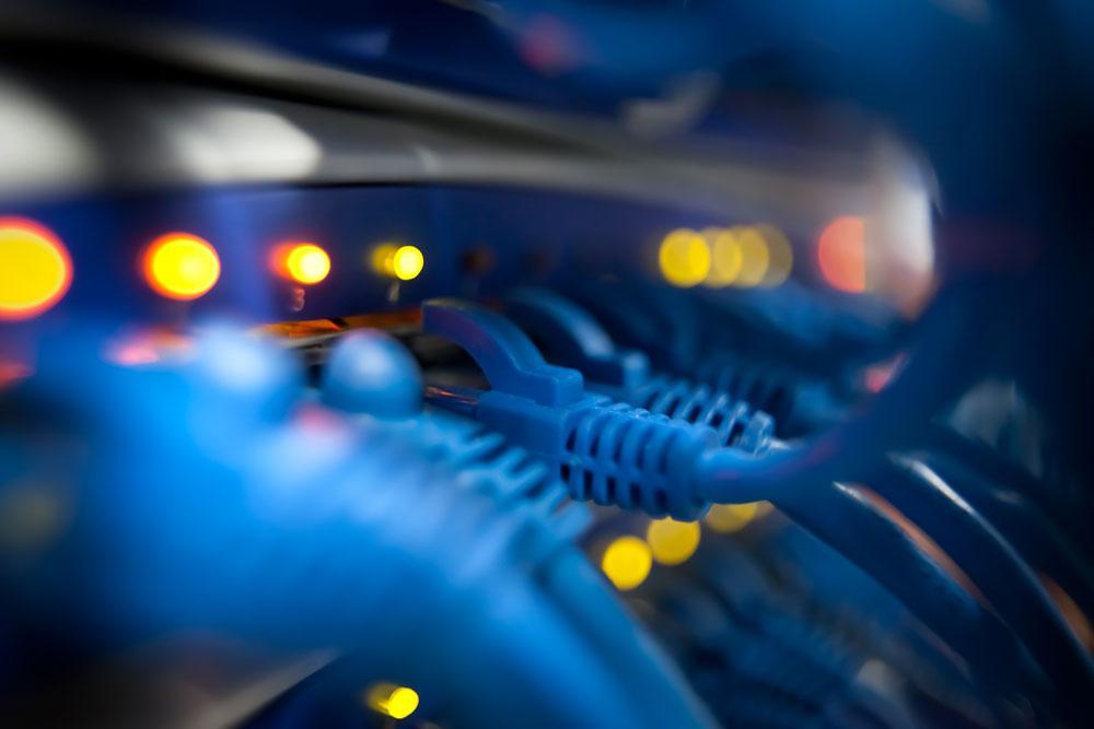 RJ45 cables and lights on server